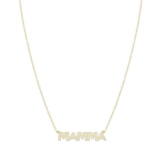 COLLANA SCRITTA MAMMA ZIRCONATA IN ARGENTO 925°/°°