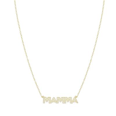 COLLANA SCRITTA MAMMA ZIRCONATA IN ARGENTO 925°/°°