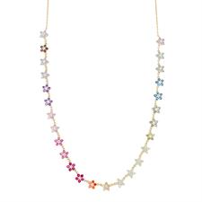 COLLANA FIORI MULTICOLOR ZIRCONATI IN ARGENTO 925°/°°