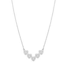 COLLANA BARRETTA CUORICINI A PUNTA ZIRCONATI IN ARGENTO 925°/°°