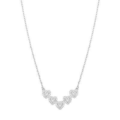 COLLANA BARRETTA CUORICINI A PUNTA ZIRCONATI IN ARGENTO 925°/°°