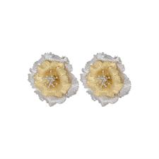 ORECCHINO FIORE BICOLOR SATINATO IN ARGENTO 925°/°°