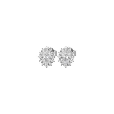 ORECCHINO OVALE 4X6 BORDO ZIRCONATO IN ARGENTO 925°/°°